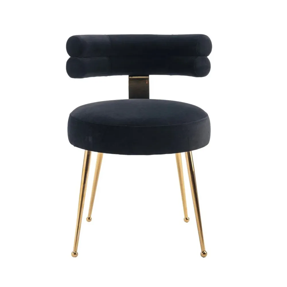 Modern Velvet Accent Chair with Gold-Tone Legs in Black Single