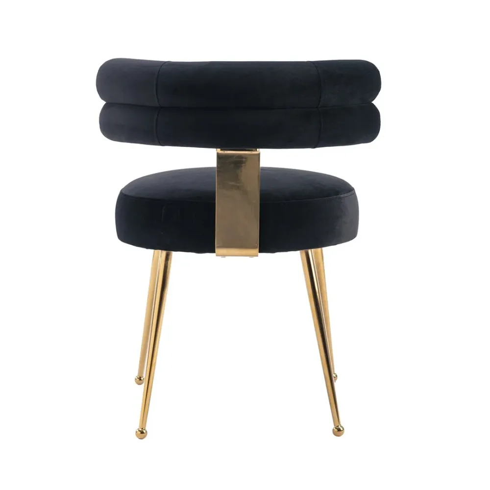 Modern Velvet Accent Chair with Gold-Tone Legs in Black Single