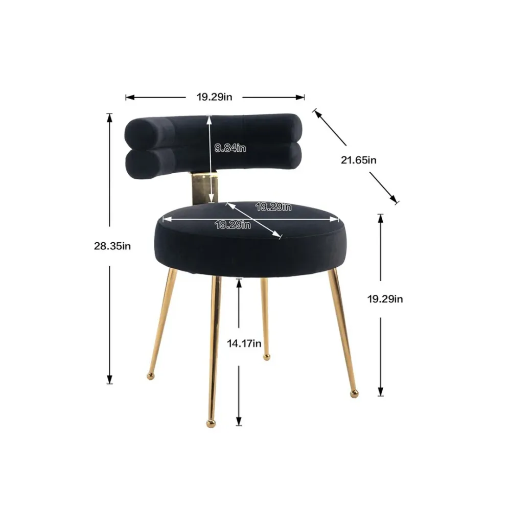 Modern Velvet Accent Chair with Gold-Tone Legs in Black Single