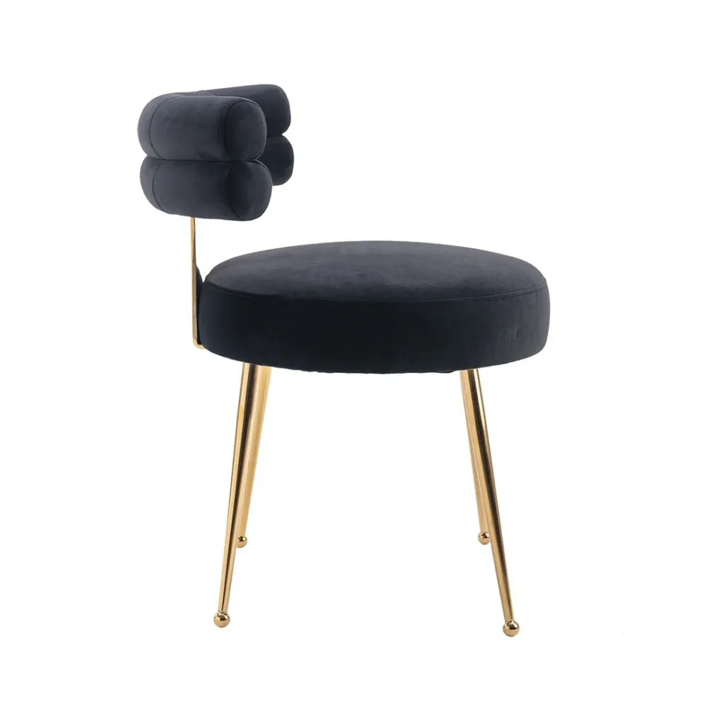 Modern Velvet Accent Chair with Gold-Tone Legs in Black Single