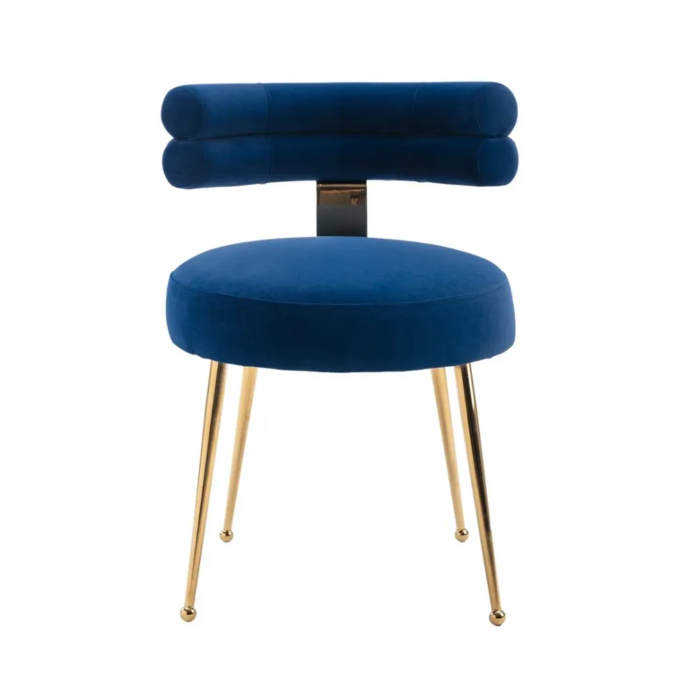 Modern Velvet Accent Chair with Gold-Tone Legs in Blue Single