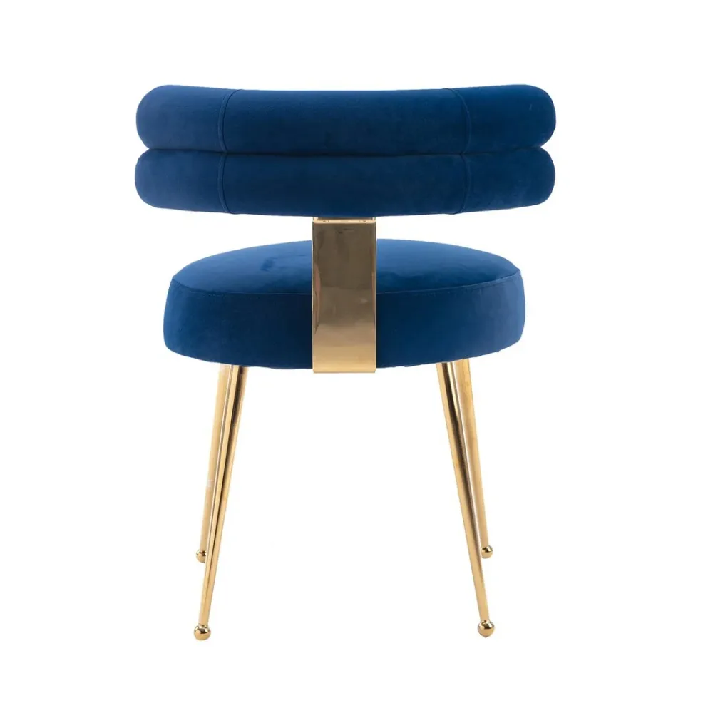 Modern Velvet Accent Chair with Gold-Tone Legs in Blue Single