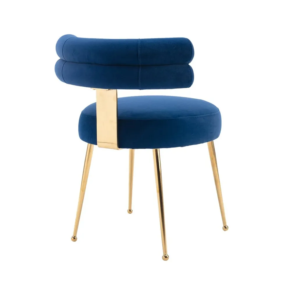 Modern Velvet Accent Chair with Gold-Tone Legs in Blue Single