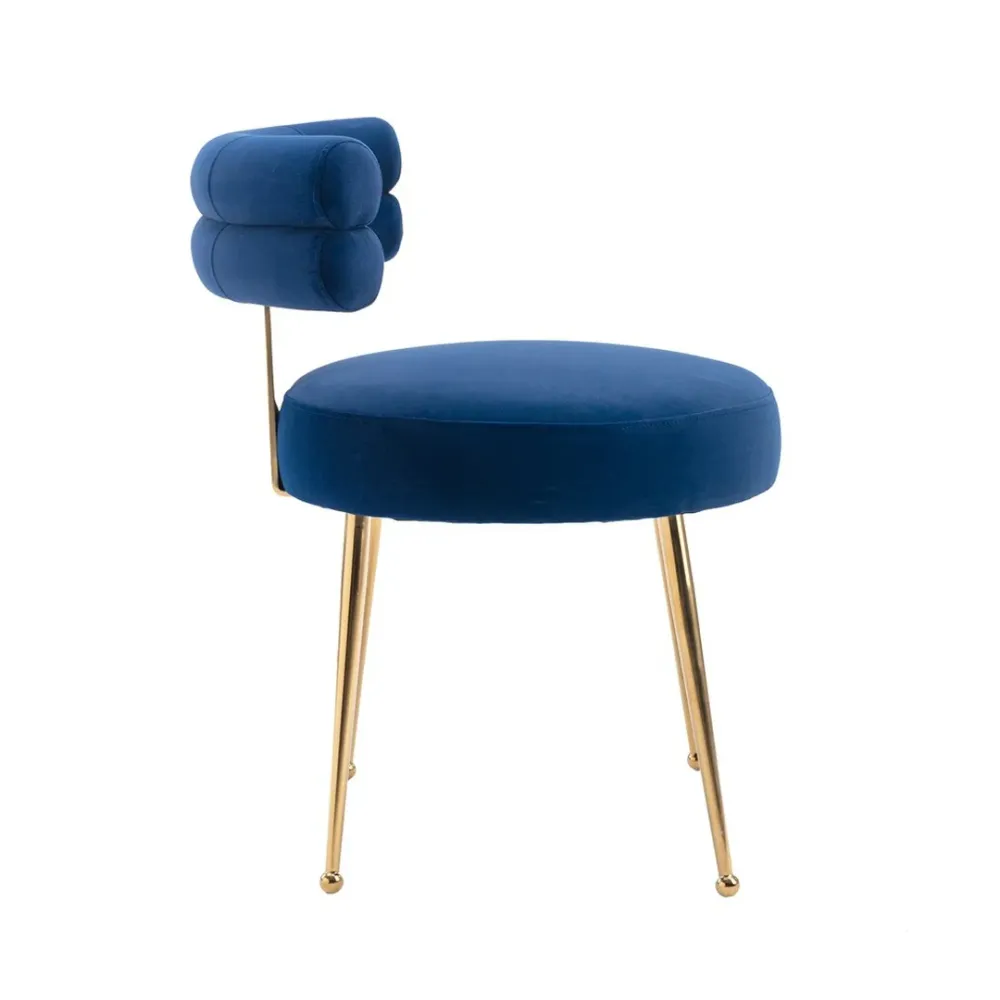 Modern Velvet Accent Chair with Gold-Tone Legs in Blue Single