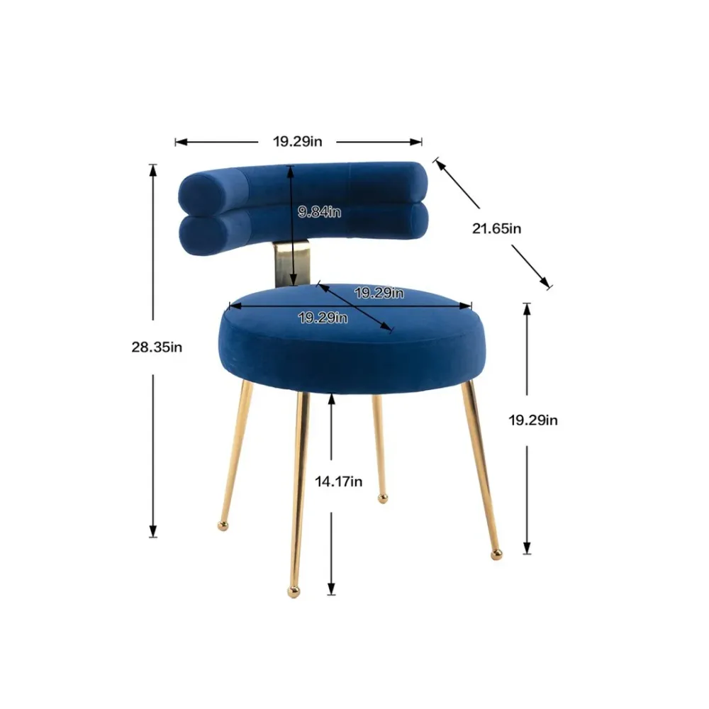Modern Velvet Accent Chair with Gold-Tone Legs in Blue Single
