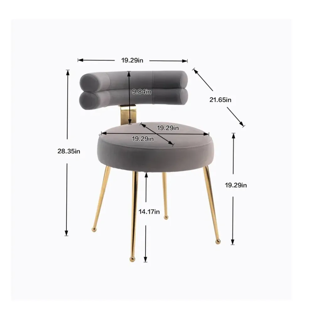 Modern Velvet Accent Chair with Gold-Tone Legs in Grey Single