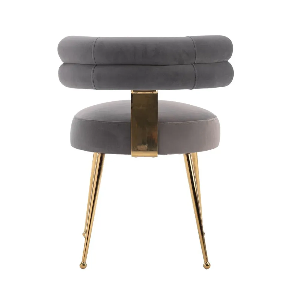 Modern Velvet Accent Chair with Gold-Tone Legs in Grey Single