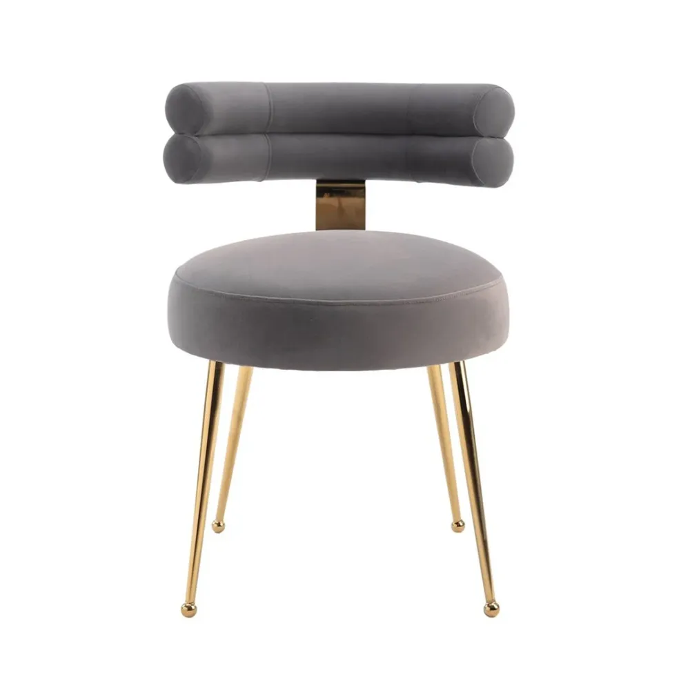 Modern Velvet Accent Chair with Gold-Tone Legs in Grey Single