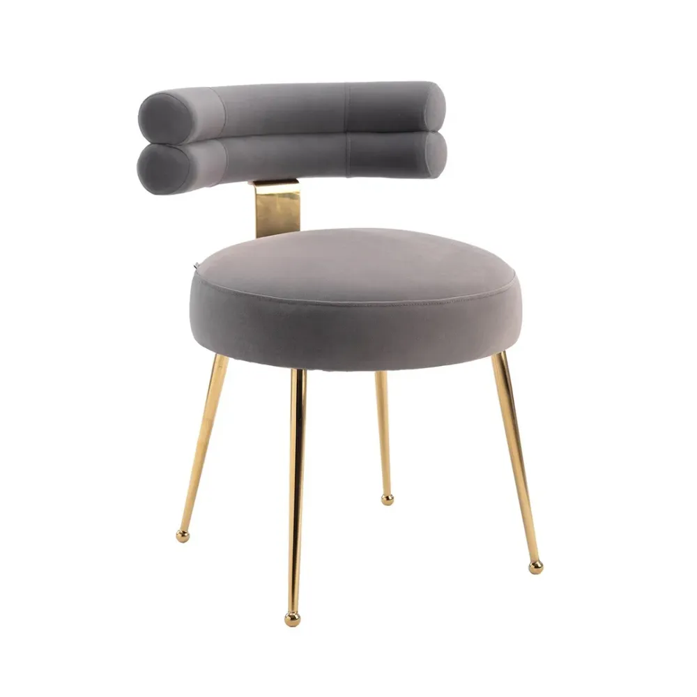 Modern Velvet Accent Chair with Gold-Tone Legs in Grey Single