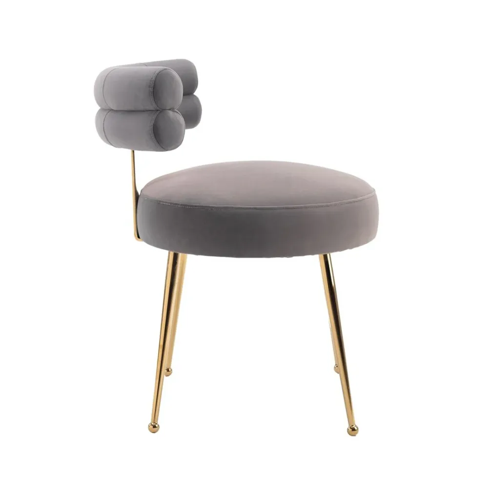 Modern Velvet Accent Chair with Gold-Tone Legs in Grey Single