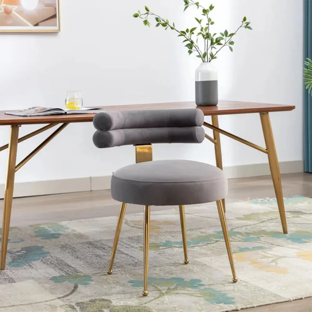 Modern Velvet Accent Chair with Gold-Tone Legs in Grey Single