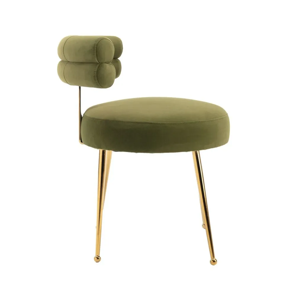 Modern Velvet Accent Chair with Gold-Tone Legs in Olive Single