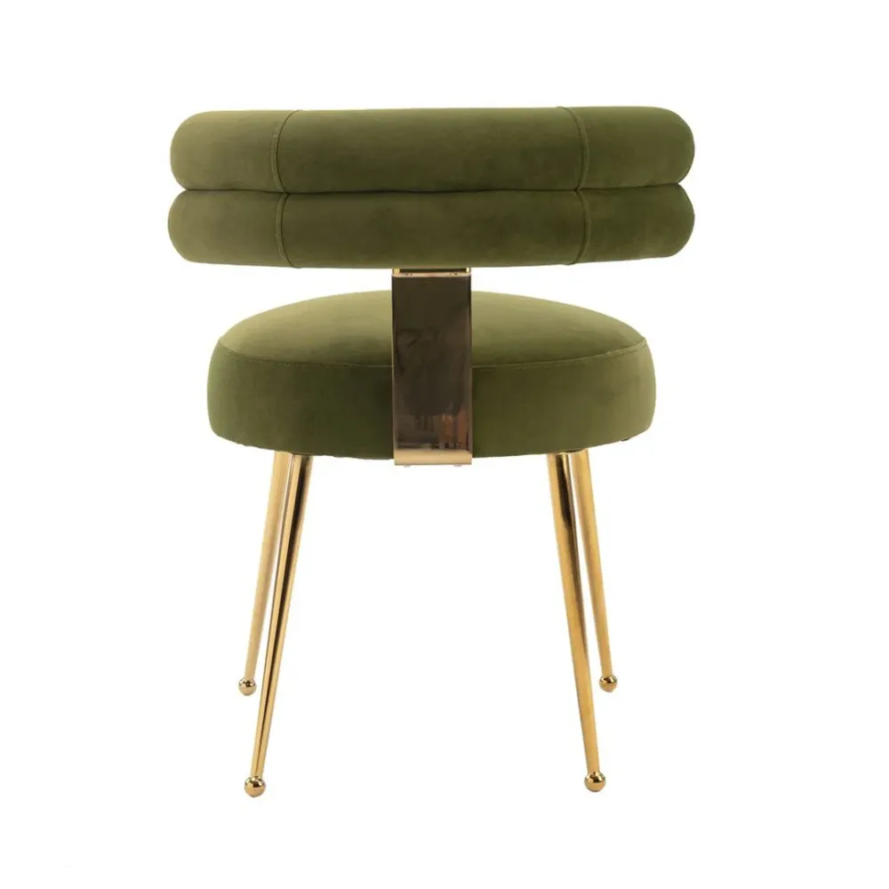 Modern Velvet Accent Chair with Gold-Tone Legs in Olive Single