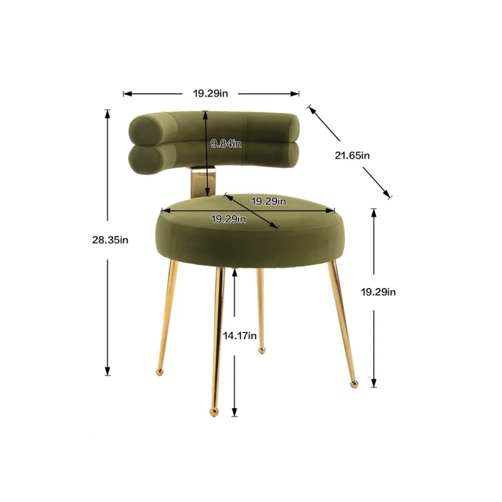 Modern Velvet Accent Chair with Gold-Tone Legs in Olive Single
