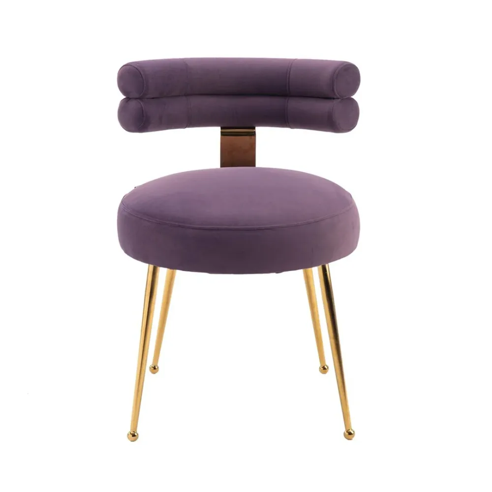 Modern Velvet Accent Chair with Gold-Tone Legs in Purple Single