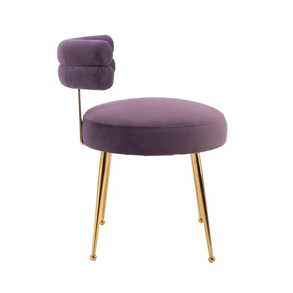 Modern Velvet Accent Chair with Gold-Tone Legs in Purple Single