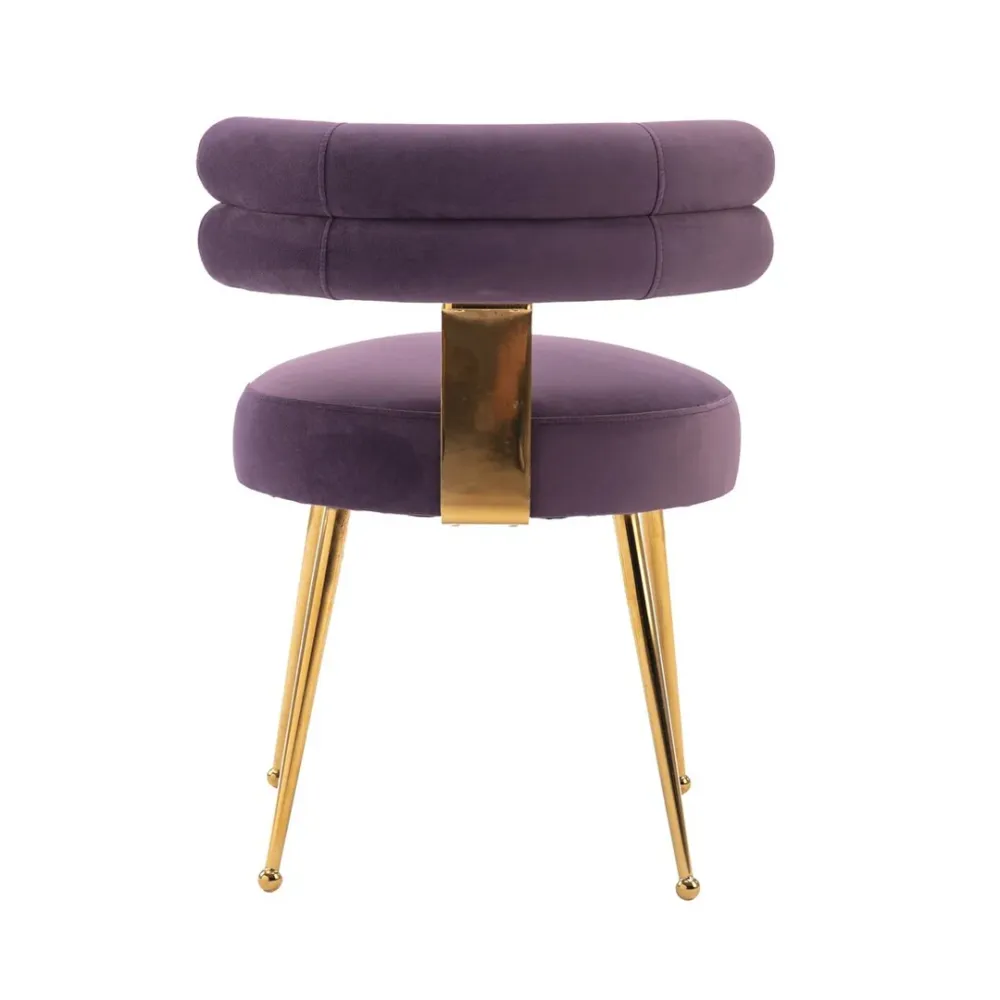 Modern Velvet Accent Chair with Gold-Tone Legs in Purple Single