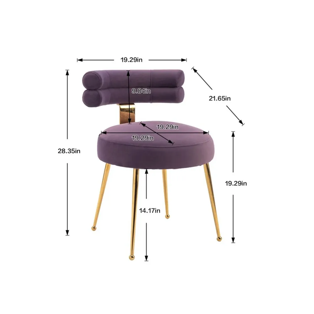 Modern Velvet Accent Chair with Gold-Tone Legs in Purple Single