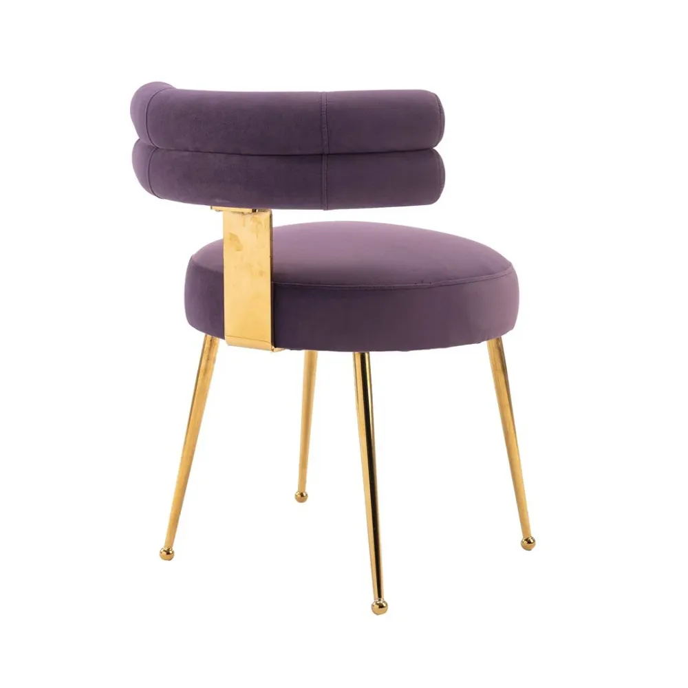 Modern Velvet Accent Chair with Gold-Tone Legs in Purple Single