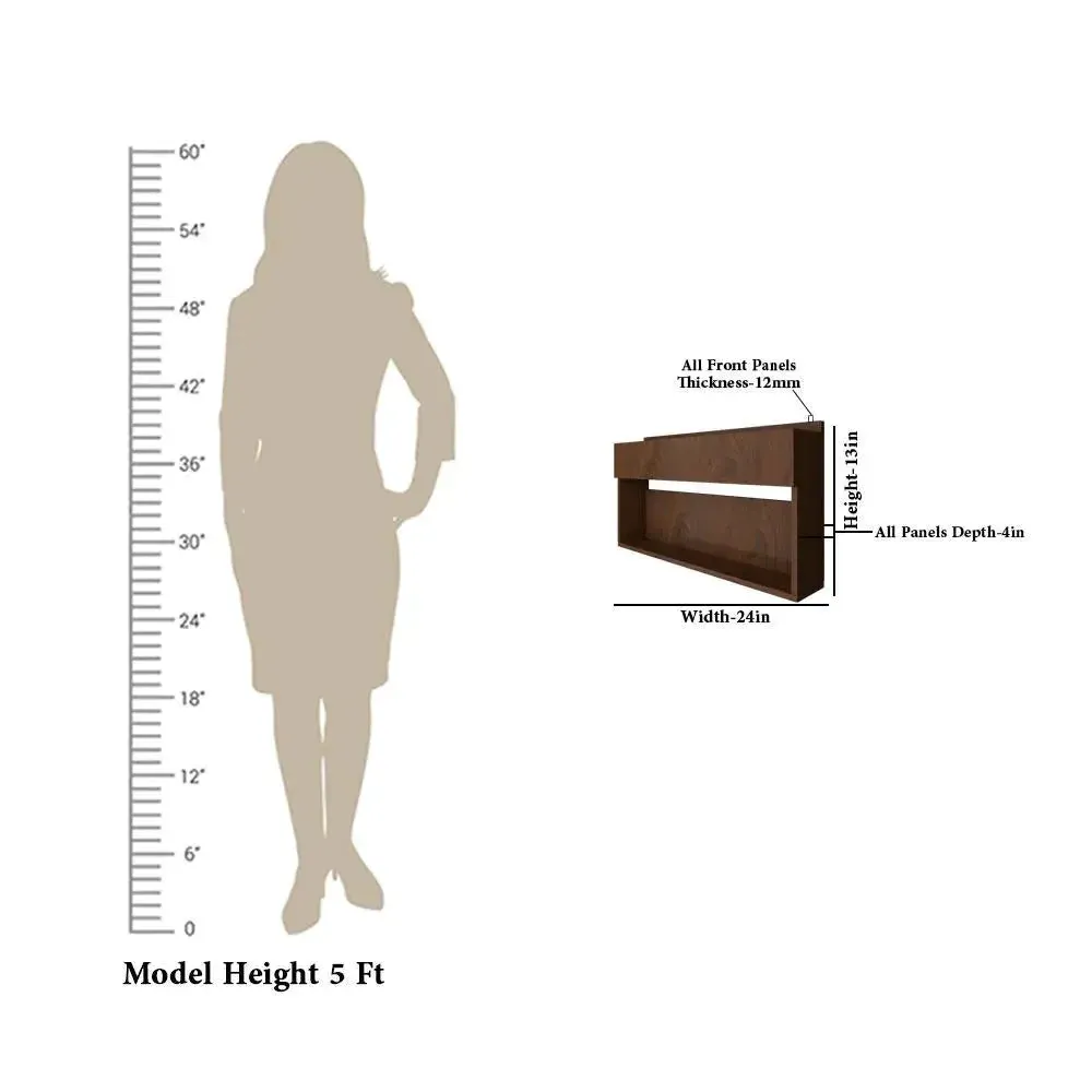 Modish Backlit Wooden Bar Wall Shelf / Mini Bar Cabinet in Walnut Finish