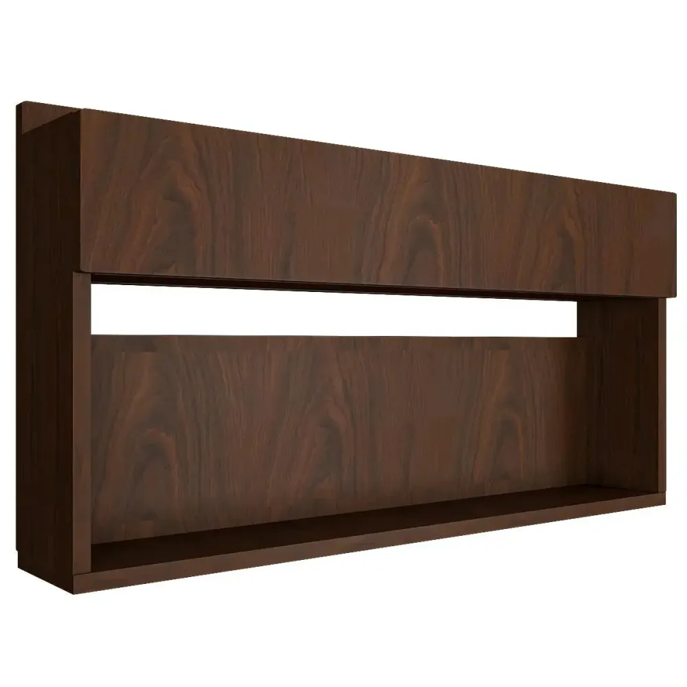 Modish Backlit Wooden Bar Wall Shelf / Mini Bar Cabinet in Walnut Finish