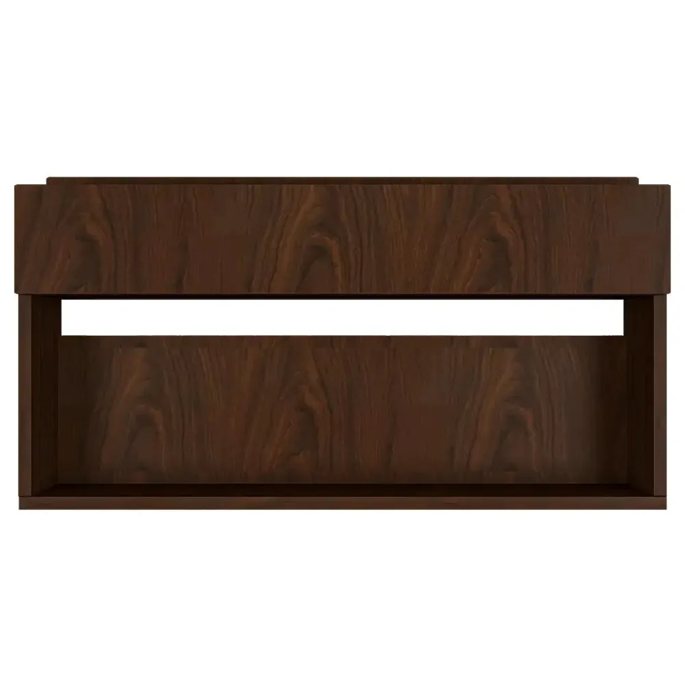 Modish Backlit Wooden Bar Wall Shelf / Mini Bar Cabinet in Walnut Finish
