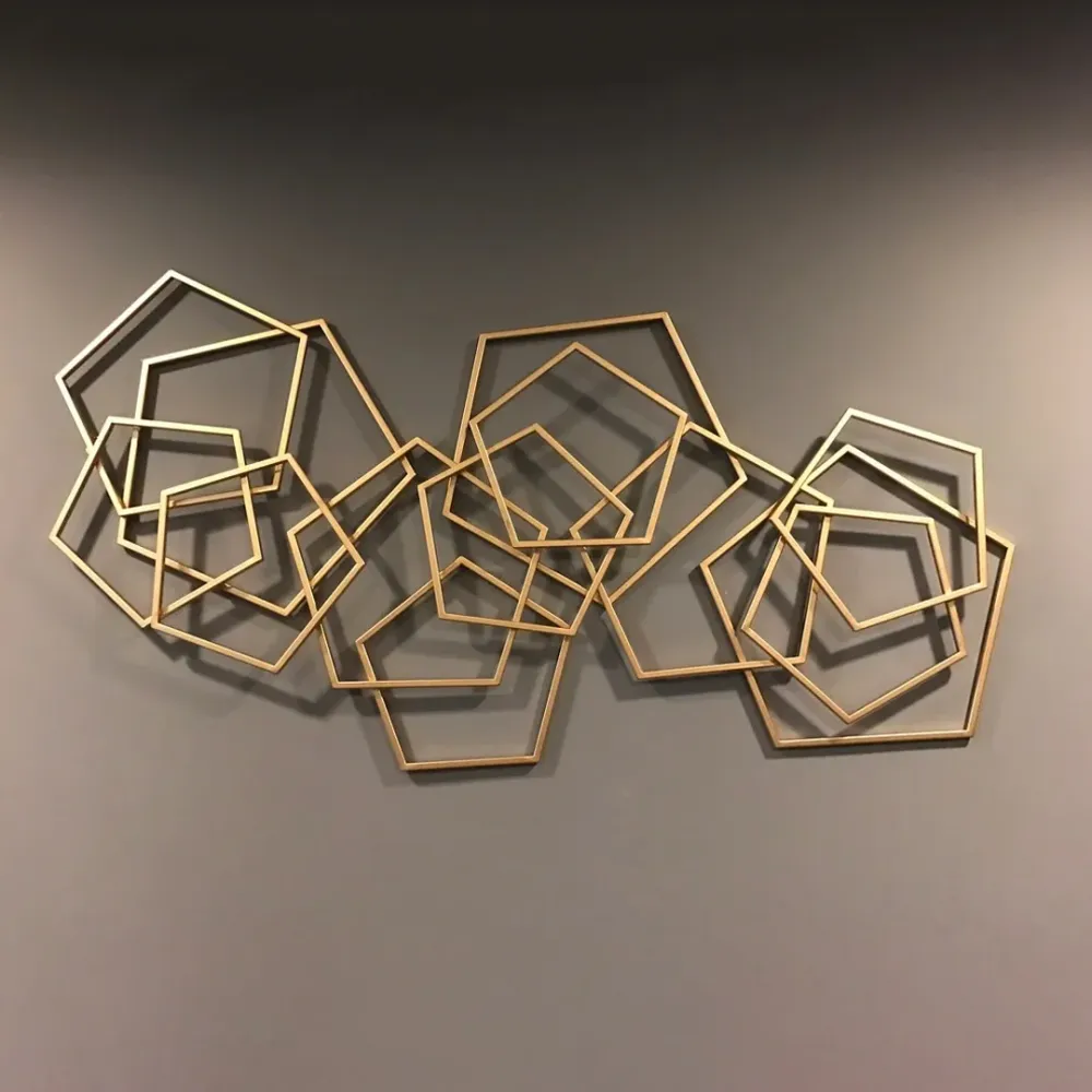 Modish Pentagonal Gold Metallic Wall Art