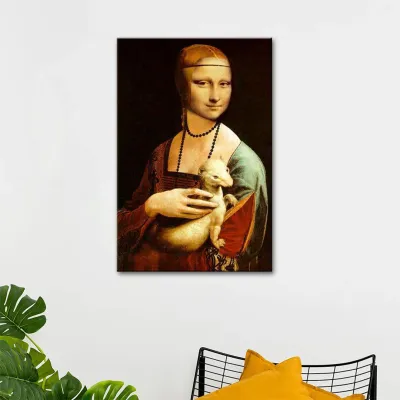 Monalisa Beautiful Painting /  Canvas Print  Stretched on Wood Bars 61 x 41cm