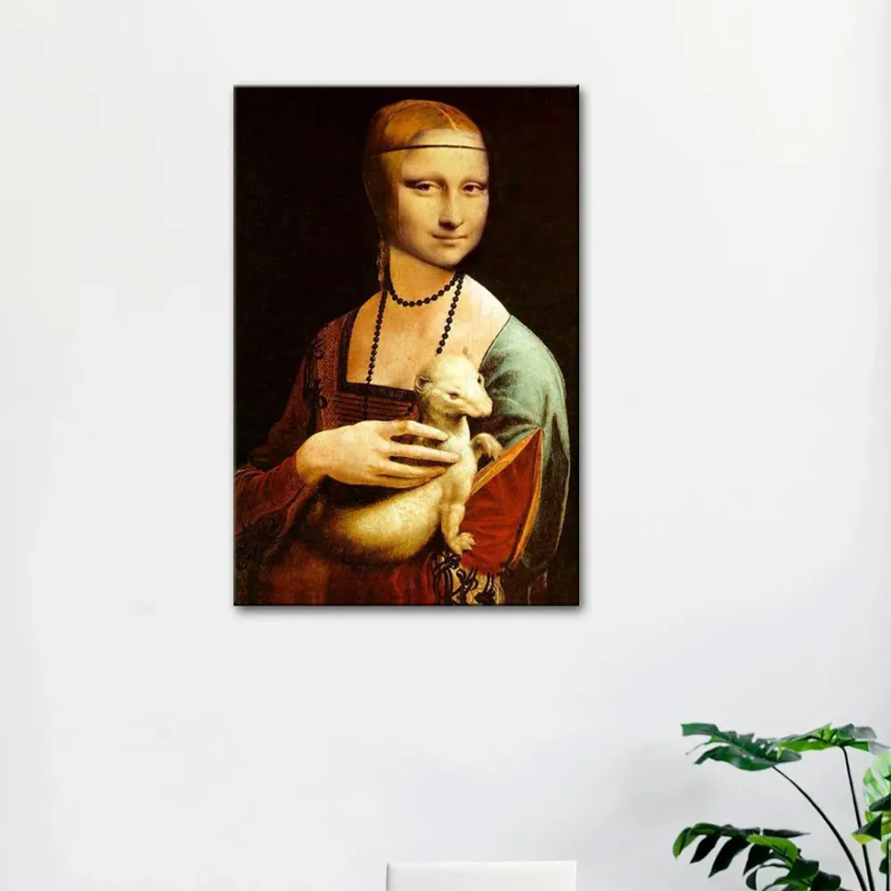 Monalisa Beautiful Painting /  Canvas Print  Stretched on Wood Bars 61 x 41cm