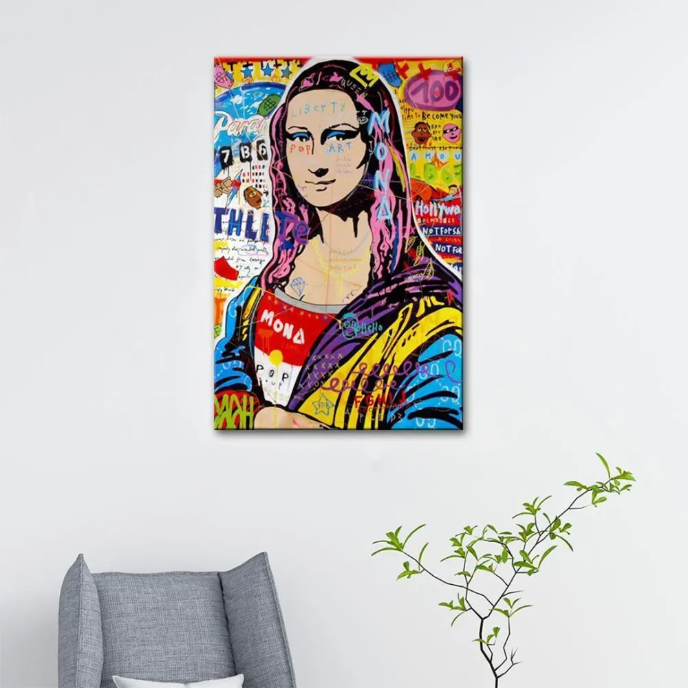 Monalisa Pop Art Painting /  Canvas Print  Stretched on Wood Bars 61 x 41cm