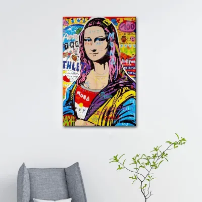 Monalisa Pop Art Painting /  Canvas Print  Stretched on Wood Bars 61 x 41cm