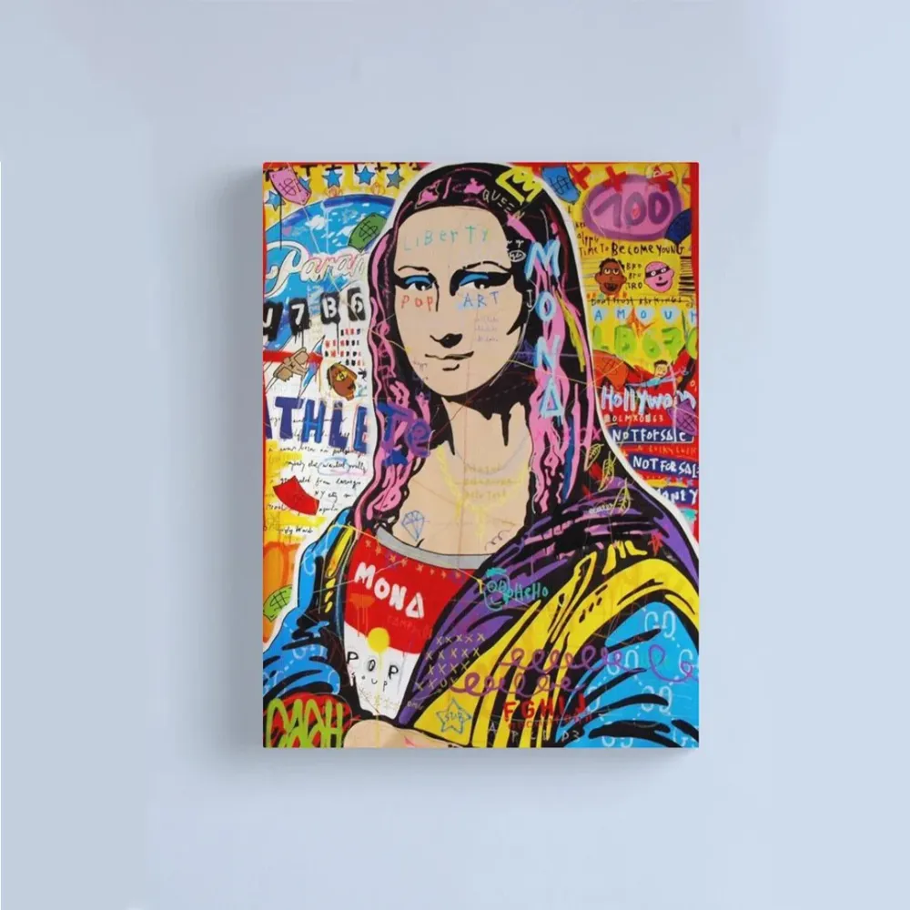 Monalisa Pop Art Painting /  Canvas Print  Stretched on Wood Bars 61 x 41cm