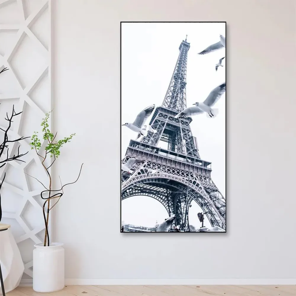Monochromatic Eiffle Tower Framed Wall Art With Floating Frame