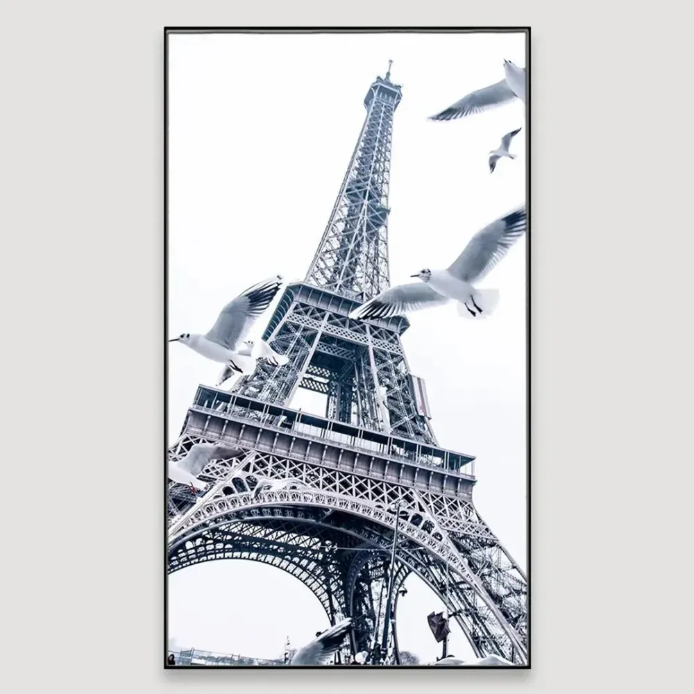 Monochromatic Eiffle Tower Framed Wall Art With Floating Frame