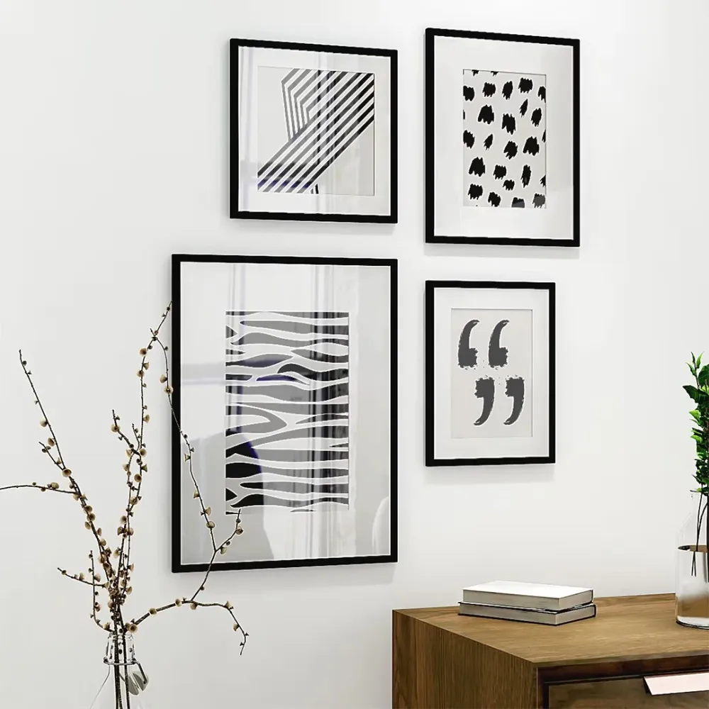 Monochromatic Modern Framed Wall Art Set of 4