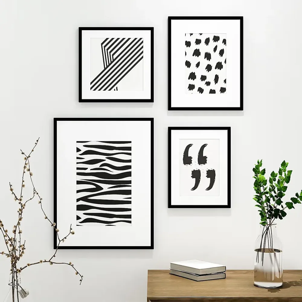 Monochromatic Modern Framed Wall Art Set of 4