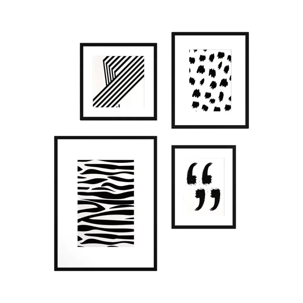 Monochromatic Modern Framed Wall Art Set of 4