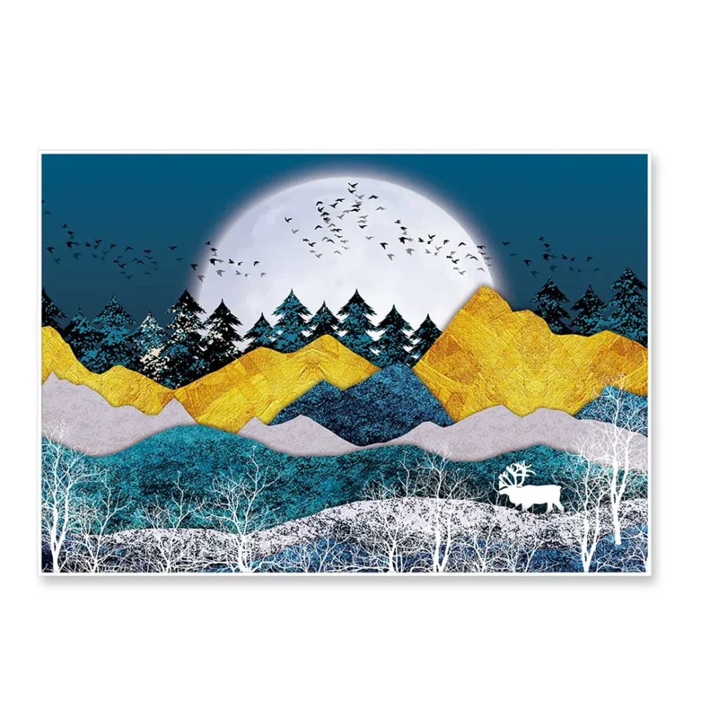 Moonlit Steepy Terrain Framed Wall Art With Frame