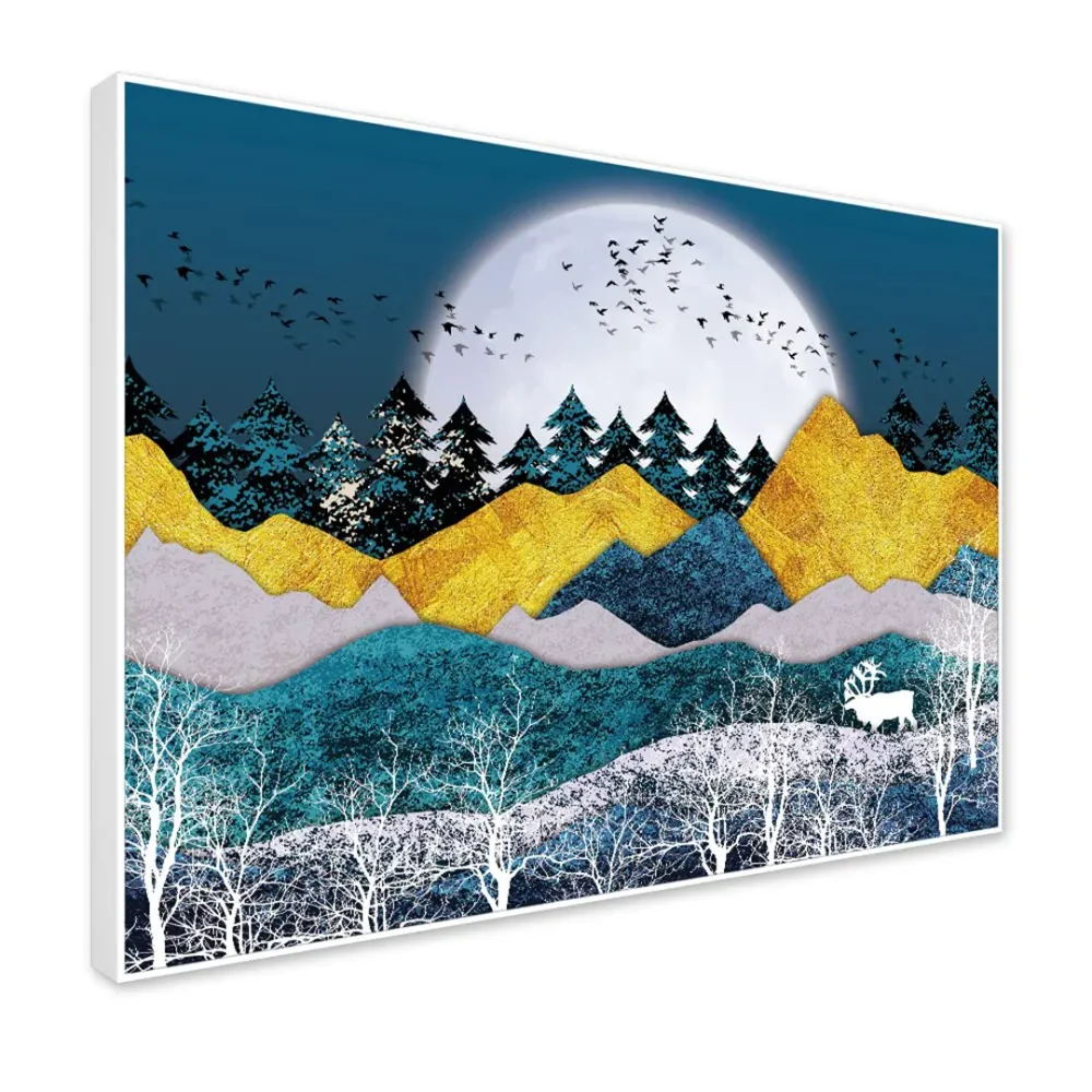 Moonlit Steepy Terrain Framed Wall Art With Frame