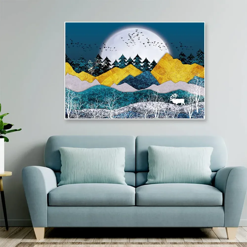 Moonlit Steepy Terrain Framed Wall Art With Frame