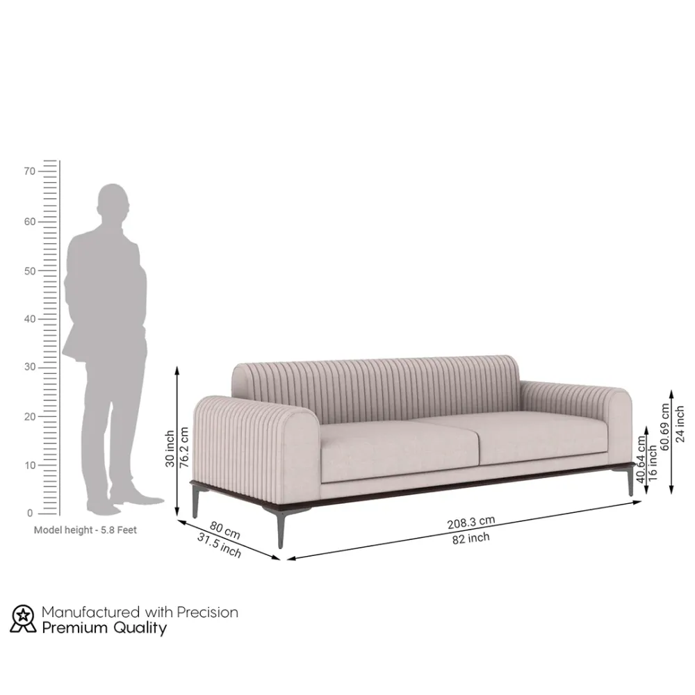 WallMantra Morden 3 seater sofa in Jade Ivory