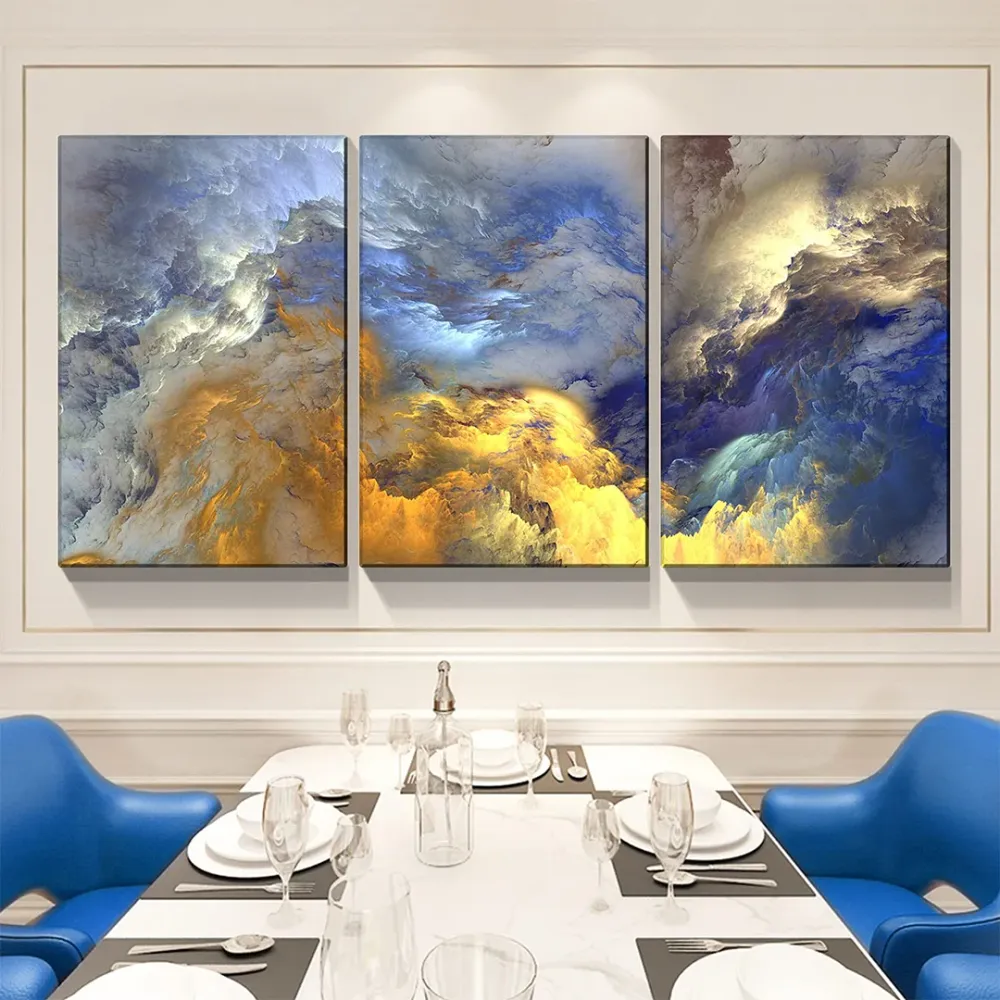 Mountain Painting Abstract Wooden Framed 3 Pieces Abstract Design Canvas Printed Painting MDF Panels