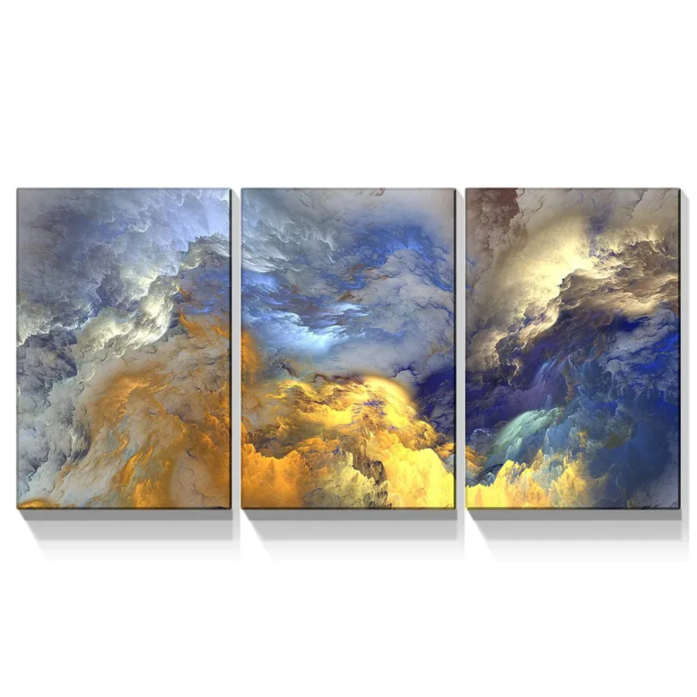 Mountain Painting Abstract Wooden Framed 3 Pieces Abstract Design Canvas Printed Painting MDF Panels