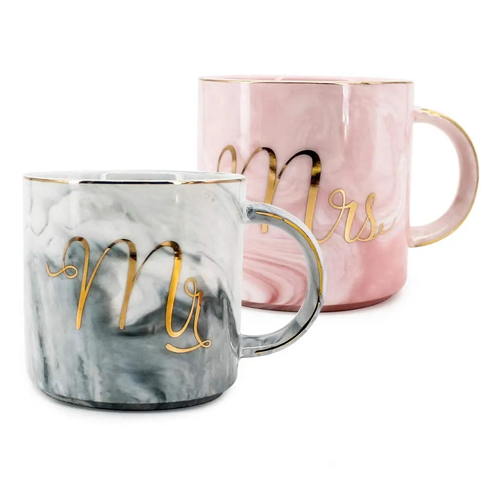 "Mr &amp; Mrs" Couple Coffee Mug Set of 2