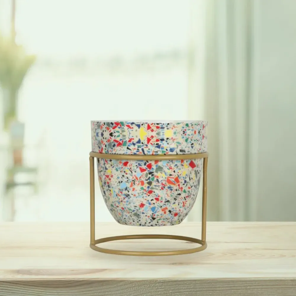 Multicolor Desktop Meena Planter with Stand