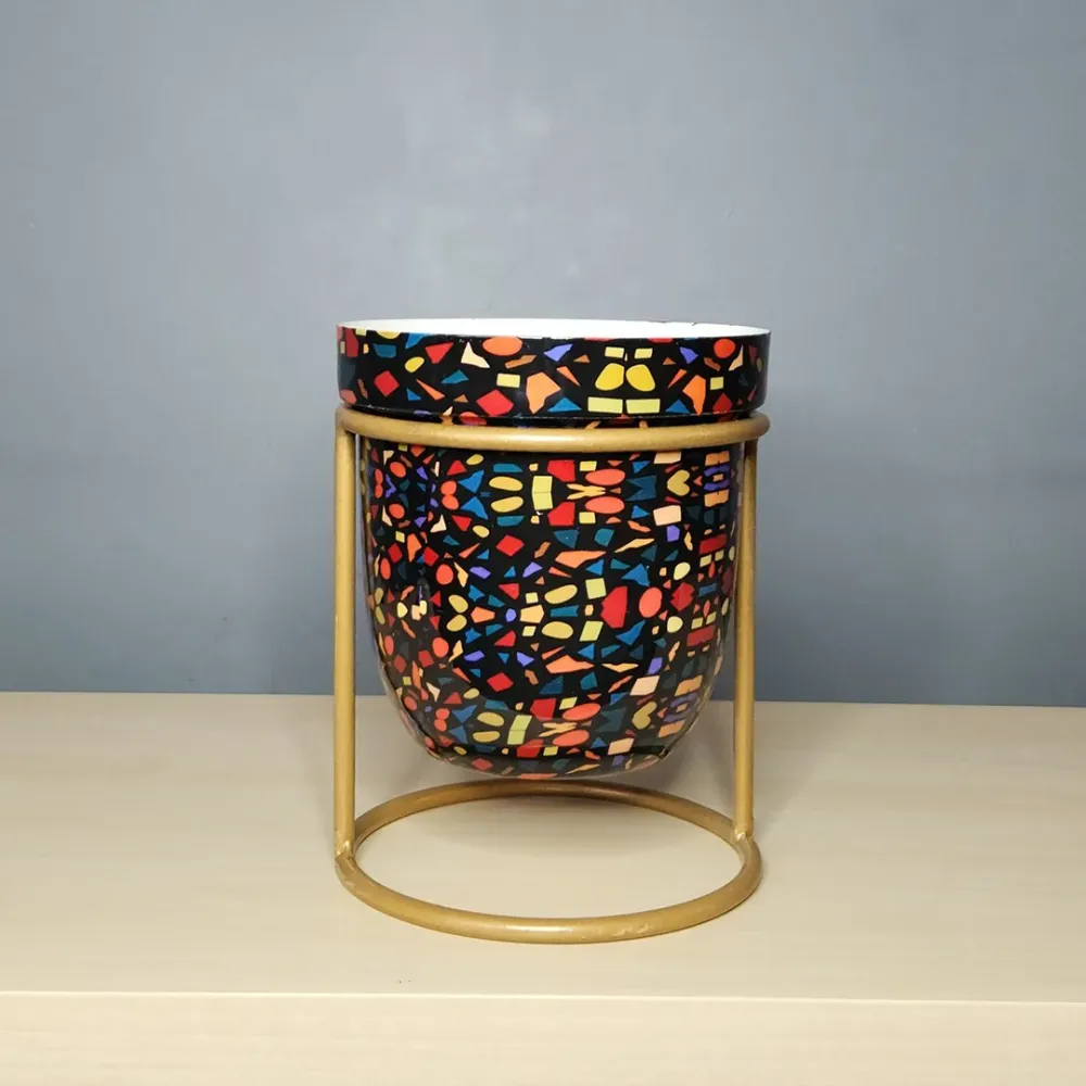 Multicolor Metal Flora Desktop Planter with Stand
