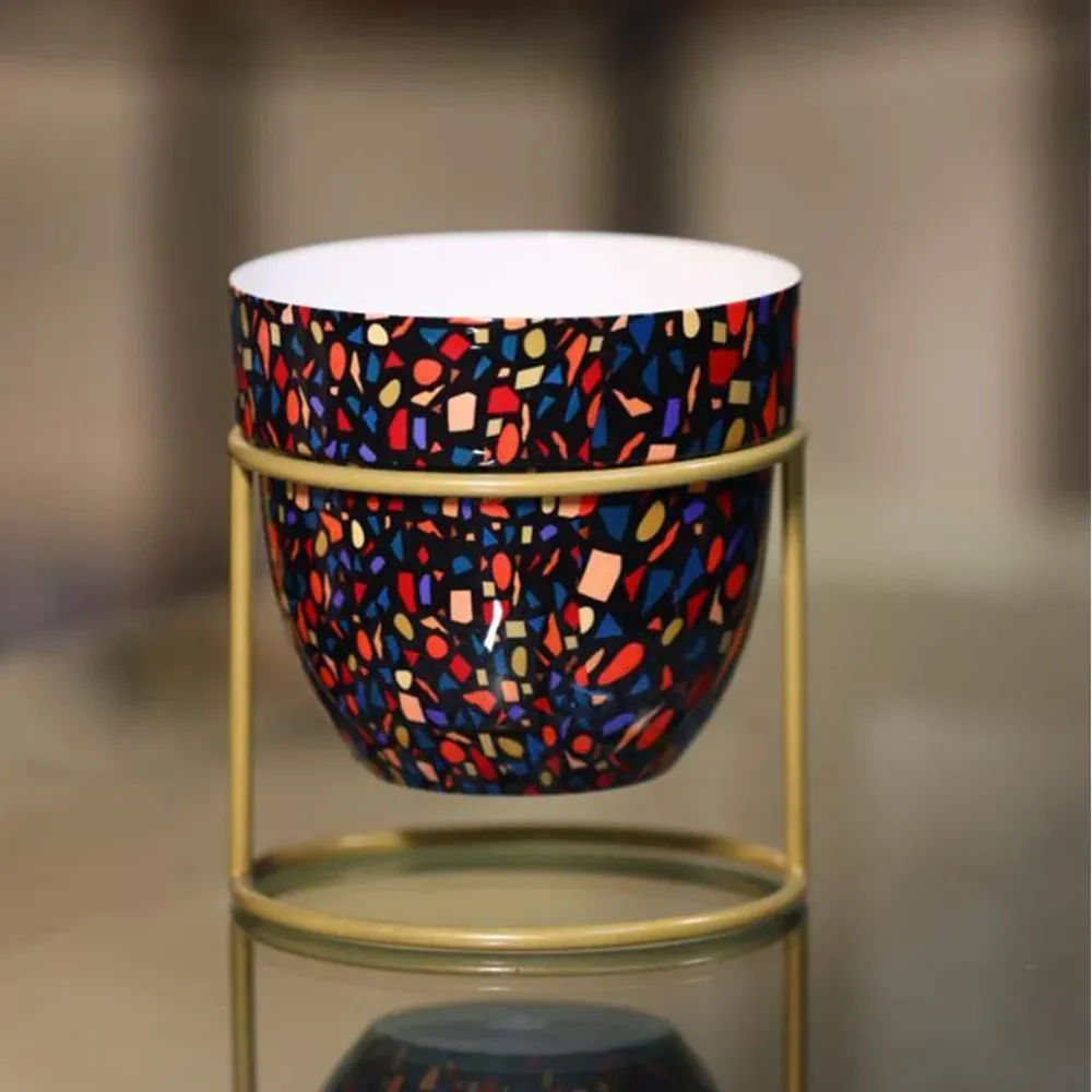 Multicolor Metal Flora Desktop Planter with Stand