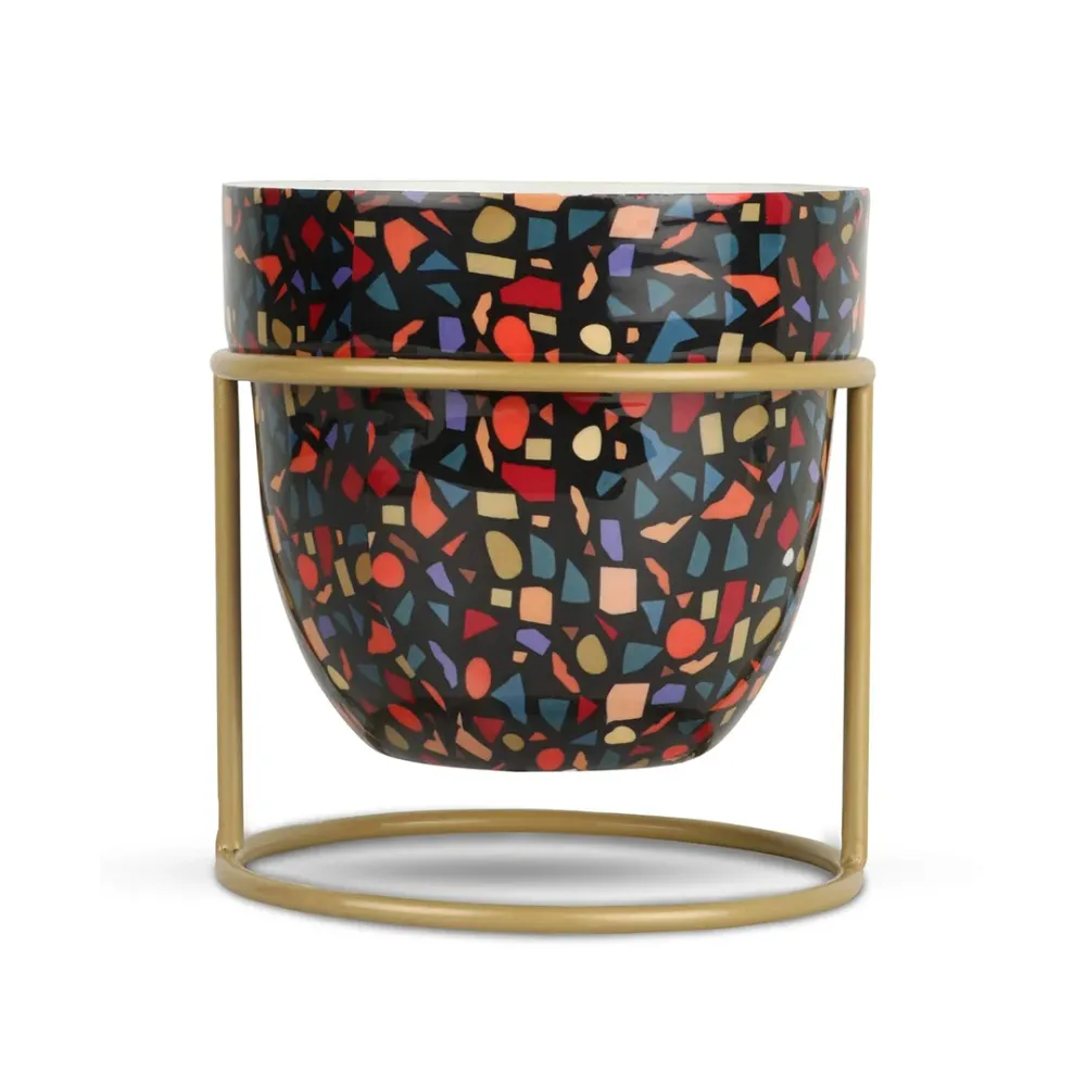 Multicolor Metal Flora Desktop Planter with Stand