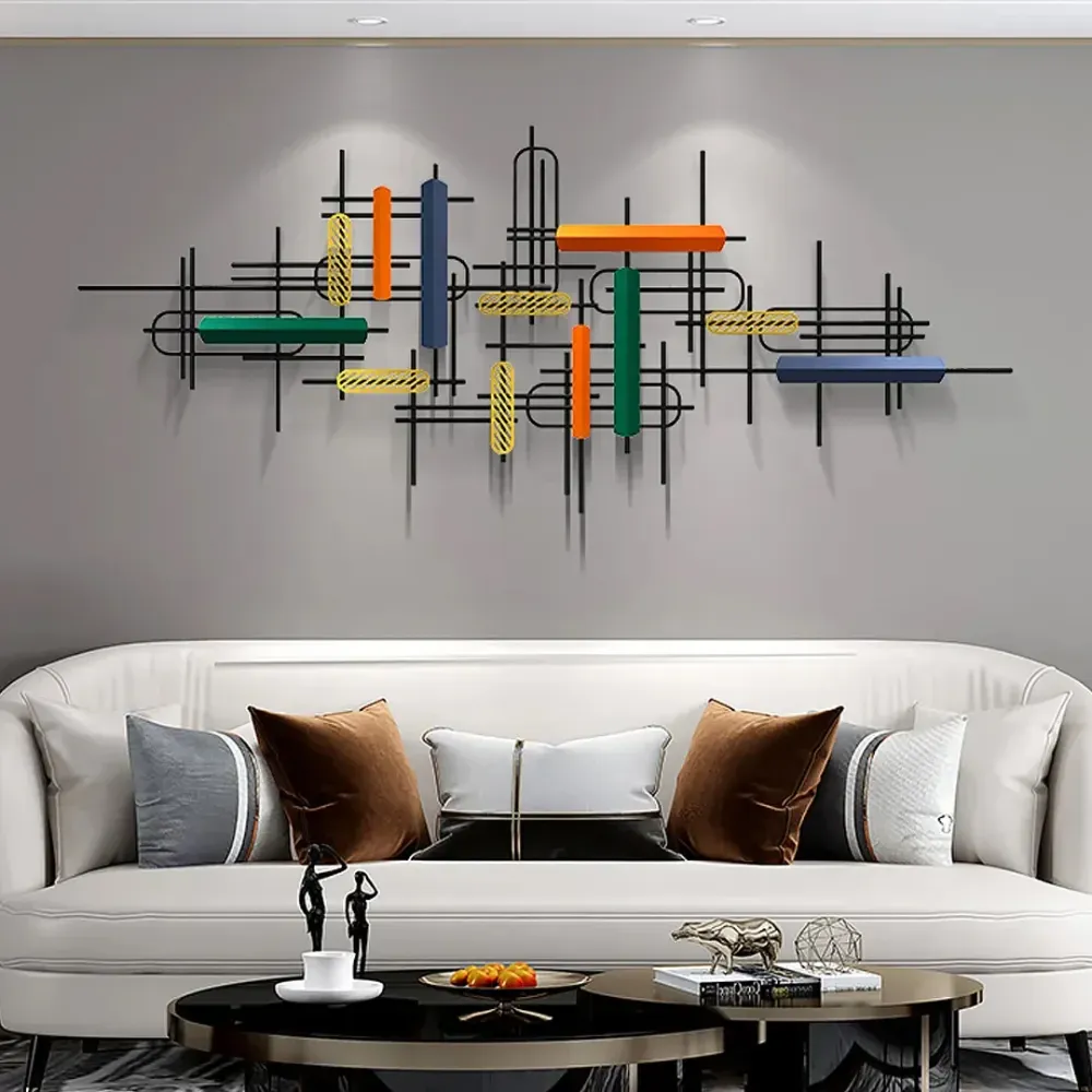 Multicoloured Abstract Metal Wall Art for Living Room