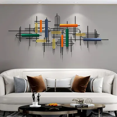 Multicoloured Abstract Metal Wall Art for Living Room